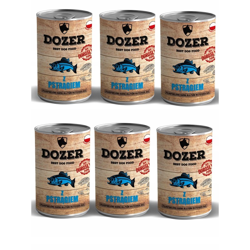 Dozer Premium mokra karma dla psa bogata w pstrąga 6 x 400g