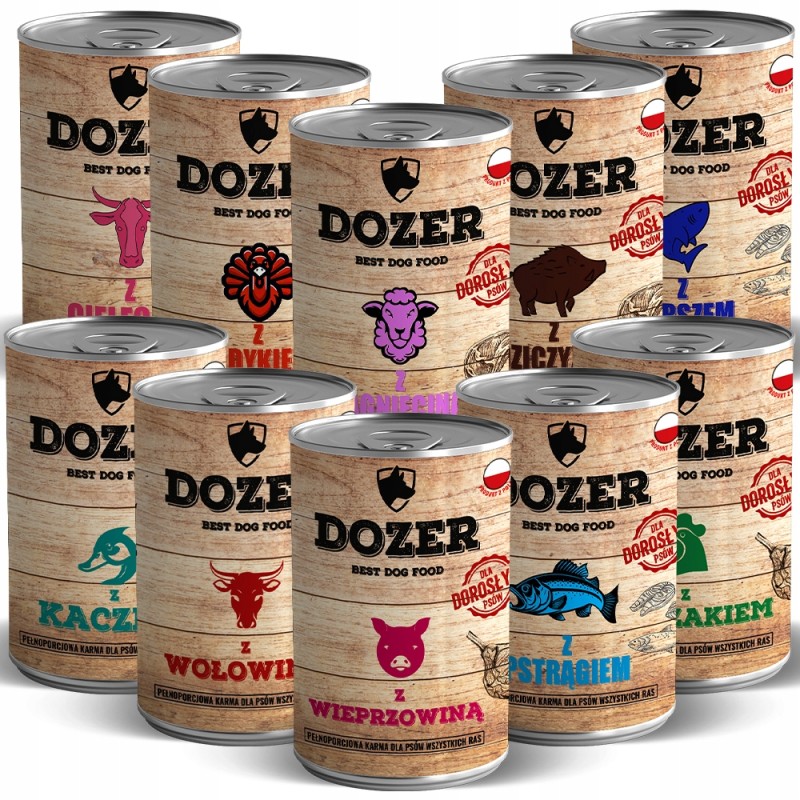 Dozer Premium mokra karma dla psa mix 10 smaków 10x400g