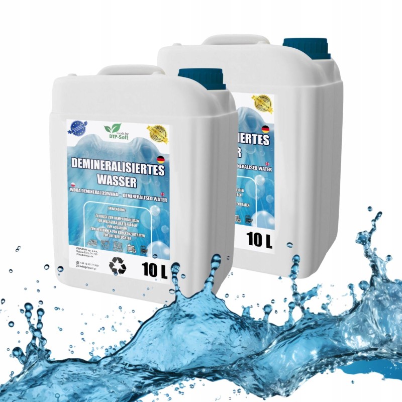 20L Woda Demineralizowana Destylowana CZYSTA wysoka jakość 2 x 10L Premium