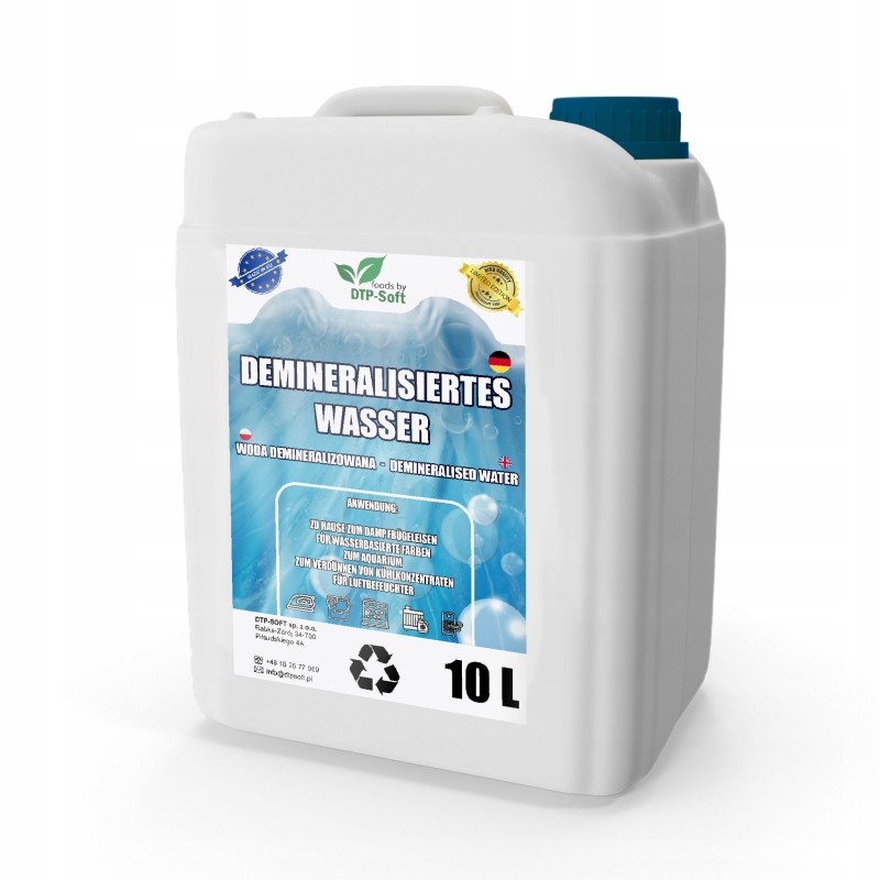 Woda Demineralizowana Destylowana CZYSTA wysoka jakość 10L Premium