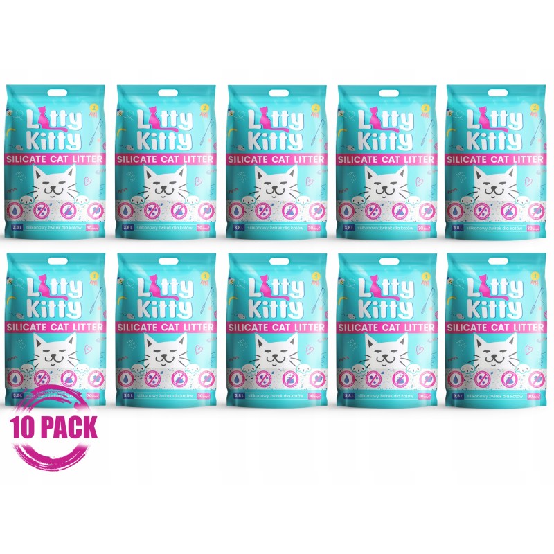 LITTY KITTY Silicate Żwirek Silikonowy dla kota 10 x 3,8 l Premium