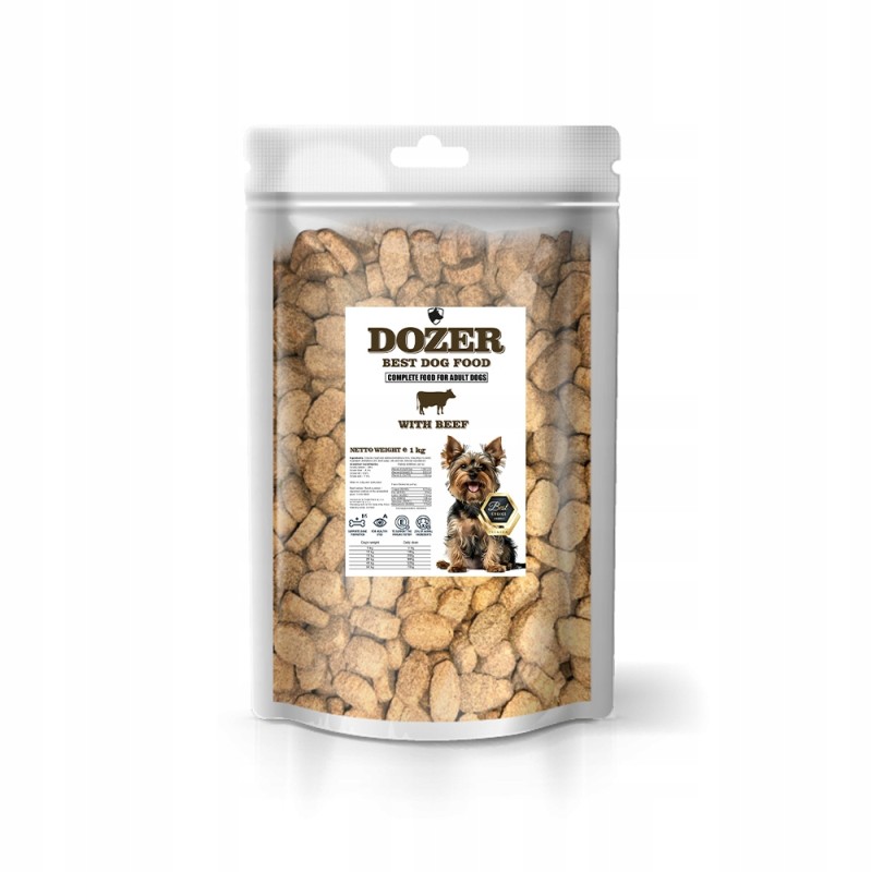 Dozer Karma Pełnoporcjowa Sucha dla Psów z Wołowiną 1kg Premium