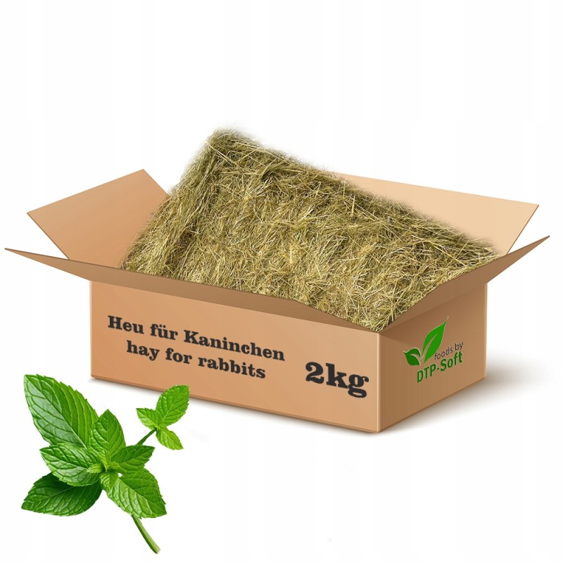 Naturalne sianko z miętą dla królika gryzoni siano świeże naturalne 2kg