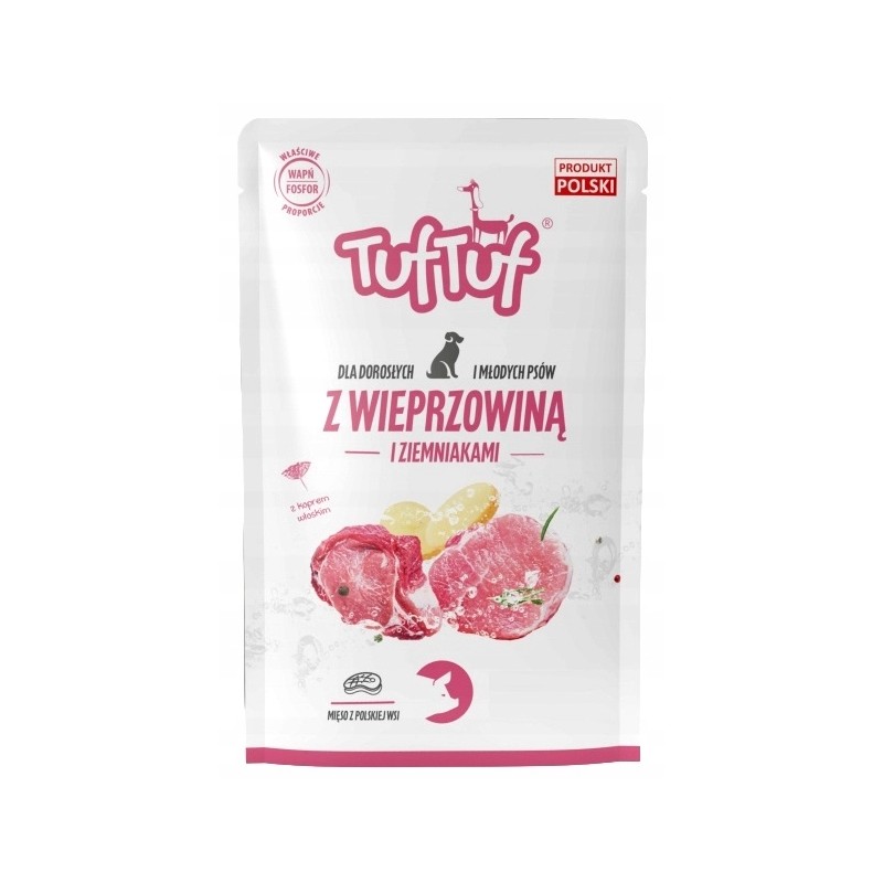 MOKRA KARMA DLA PSA TUFTUF SASZETKI MIĘSO WIEPRZOWINA ZIEMNIAKI 20x300g