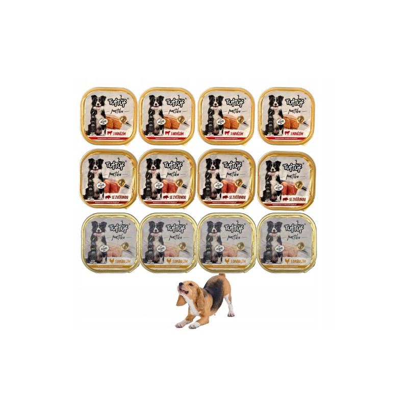 MOKRA KARMA DLA PSA TUFTUF TACKA PASZTET ZESTAW MIX SMAKÓW 24x300G