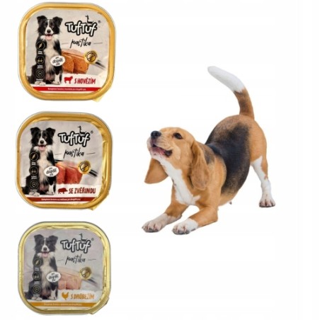 MOKRA KARMA DLA PSA TUFTUF TACKA PASZTET ZESTAW MIX SMAKÓW 3x300G