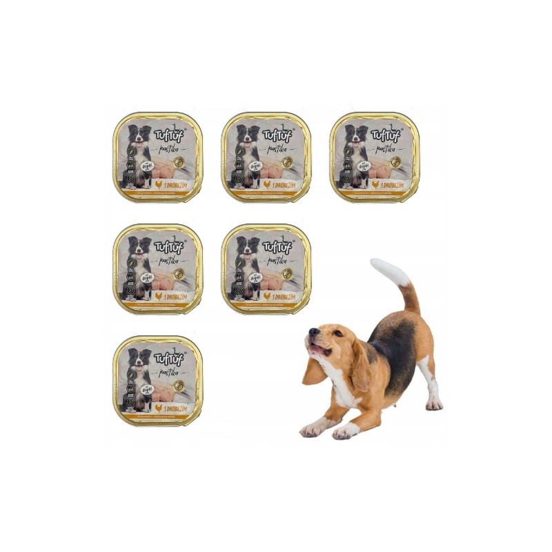 MOKRA KARMA DLA PSA TUFTUF TACKA PASZTET DRÓB 6x300G
