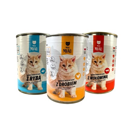 MOKRA KARMA DLA KOTA MIAU MIAU MIX SMAKÓW 3x415G