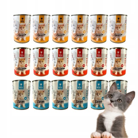 MOKRA KARMA DLA KOTA MIAU MIAU MIX SMAKÓW 30x415G