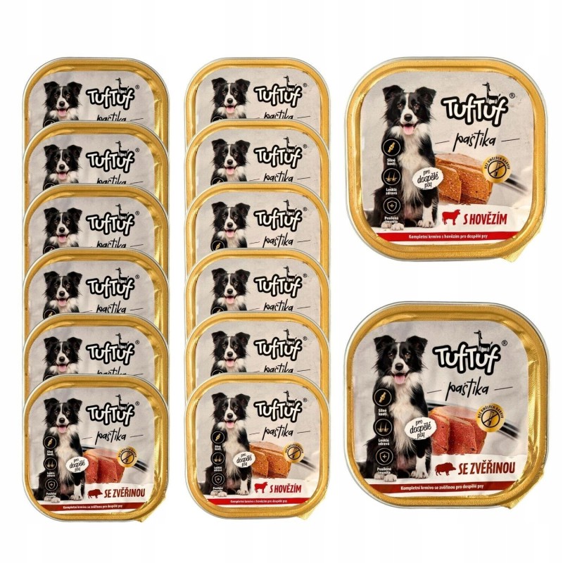 MOKRA KARMA DLA PSA TUFTUF TACKA PASZTET ZESTAW MIX SMAKÓW 48x300G