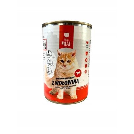 MOKRA KARMA DLA KOTA MIAU MIAU Z WOŁOWINĄ 415G