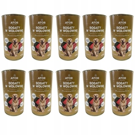 ATOR Mokra karma dla psa wołowina puszka zestaw 12x1250g