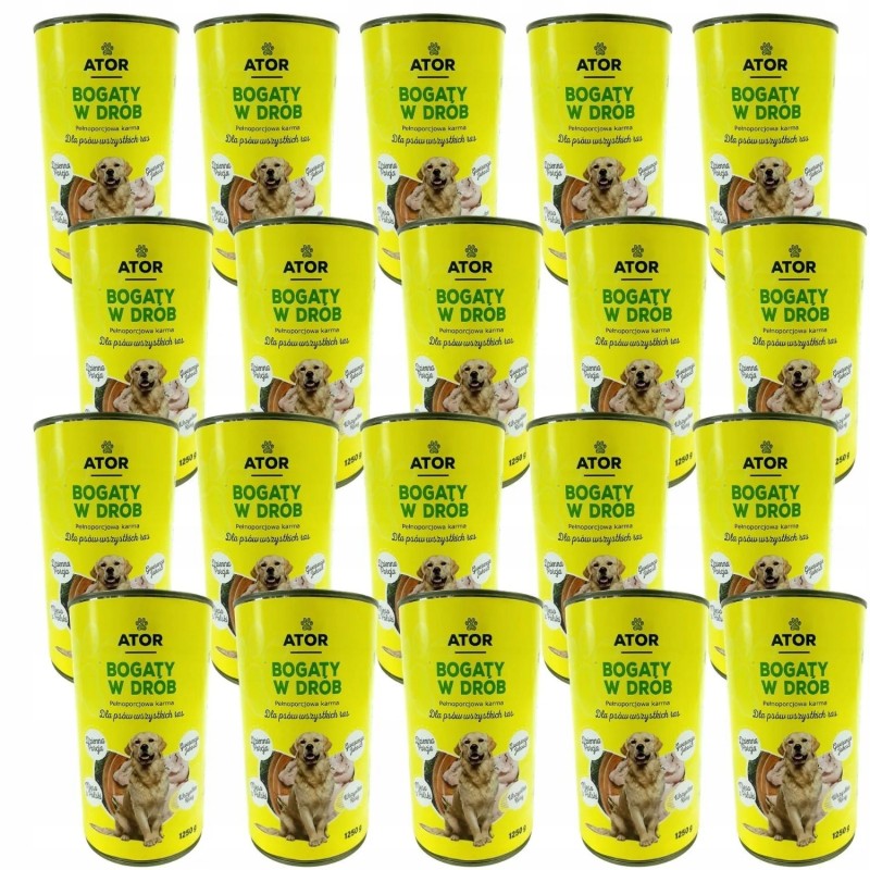 ATOR Mokra karma dla psa drób puszka zestaw 24x1250g
