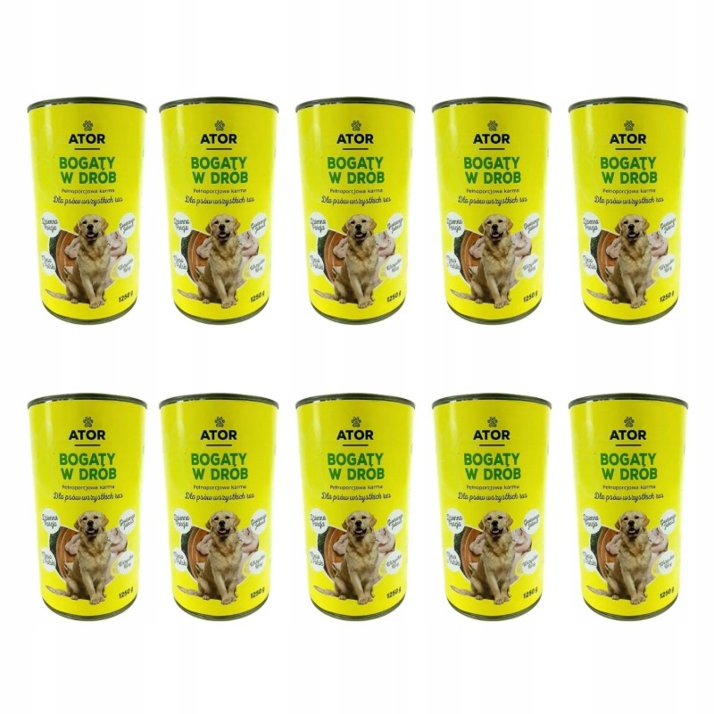 ATOR Mokra karma dla psa drób puszka zestaw 12x1250g