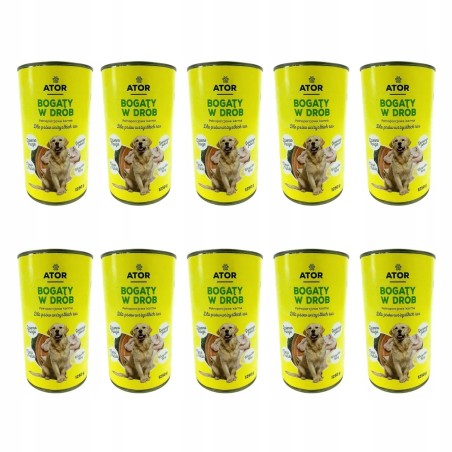 ATOR Mokra karma dla psa drób puszka zestaw 10x1250g