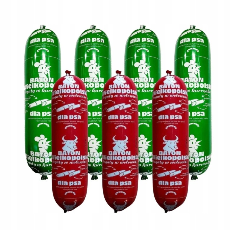 Baton wielkopolski dla psa 10x900 g wołowina kurczak wysoka jakość