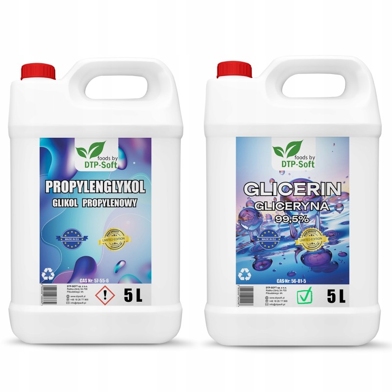 GLICERYNA ROŚLINNA + GLIKOL PROPYLENOWY ZESTAW GLIKOL I GLICERYNA 10L