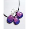 Komplet biżuterii różowo-fioletowo-granatowy