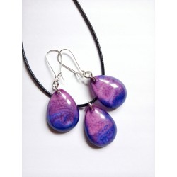 Komplet biżuterii różowo-fioletowo-granatowy