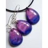 Komplet biżuterii różowo-fioletowo-granatowy