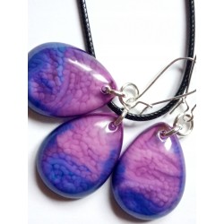 Komplet biżuterii różowo-fioletowo-granatowy