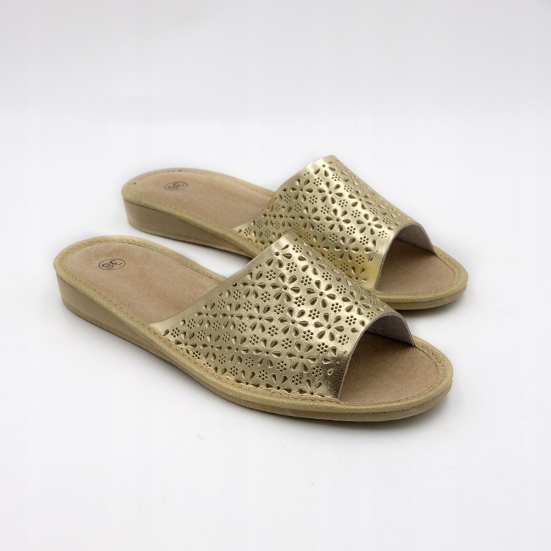 Wygodne Skórzane Pantofle Kapcie Rozmiar 35 EU