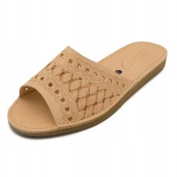 Wygodne Skórzane Pantofle Kapcie Rozmiar 38 EU