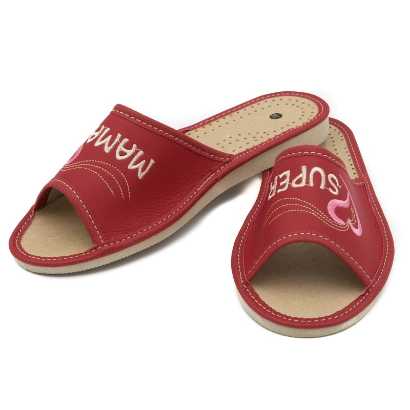 Wygodne Skórzane Pantofle Kapcie Rozmiar 41 EU