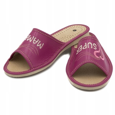 Wygodne Skórzane Pantofle Kapcie Rozmiar 40 EU