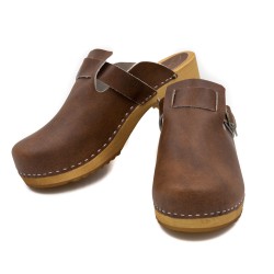 Chodaki drewniaki skórzane...