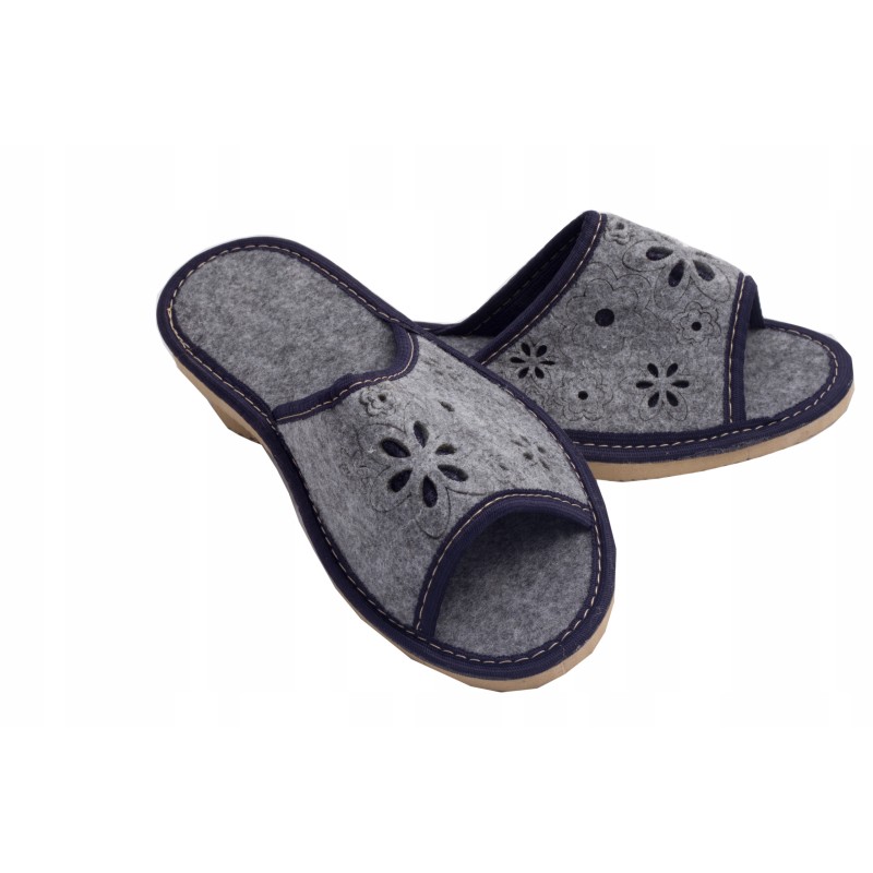 Wygodne Szare Pantofle Damskie roz.39