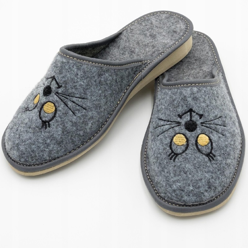 Wygodne Szare Pantofle Damskie roz.42