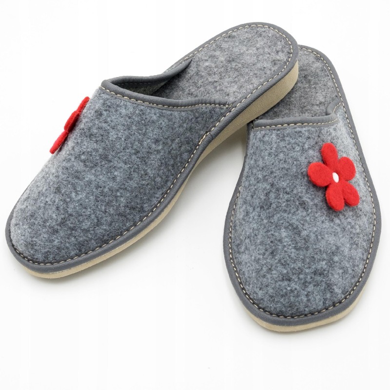 Wygodne Szare Pantofle Damskie roz.39