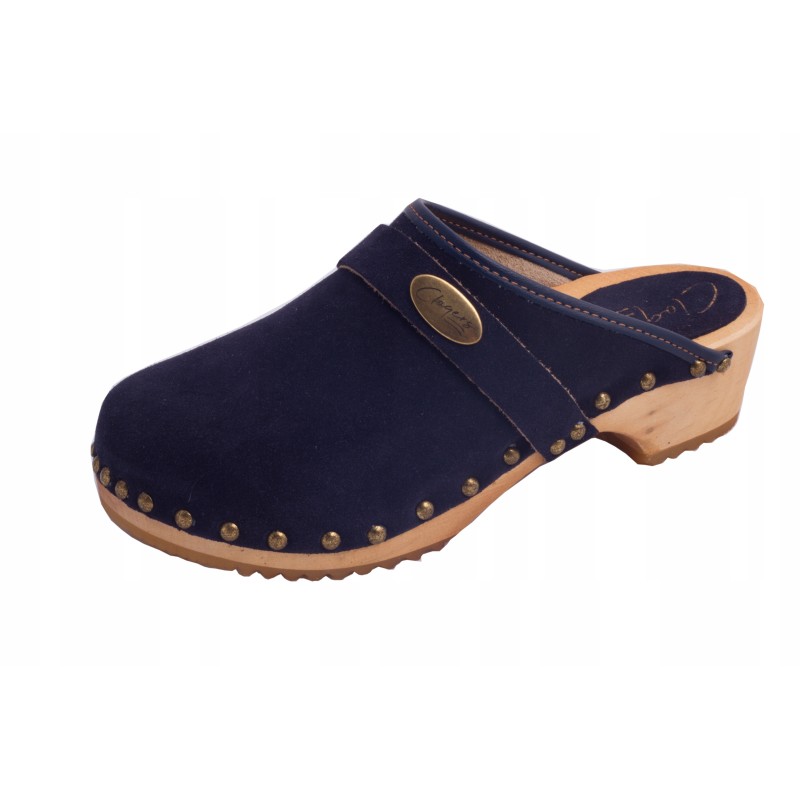 Chodaki drewniaki welur obuwie medyczne Clogers