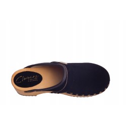 Chodaki drewniaki welur obuwie medyczne Clogers