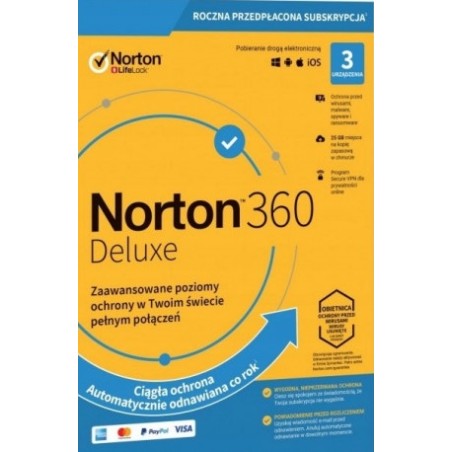 Norton 360 Deluxe 3 PC / 1 rok /nie wymaga karty/