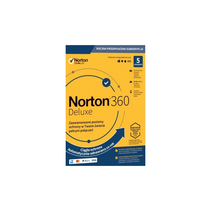 Norton 360 Deluxe 5 PC / 1 rok /nie wymaga karty/