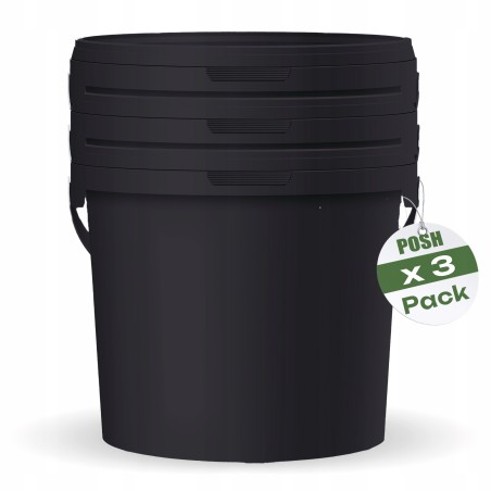 5 x 3L Wiaderko Plastikowe wiadro z pokrywą ATEST spożywcze 3 Litry CZARNE