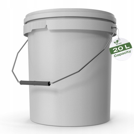 20L Wiaderko Plastikowe wiadro z pokrywą spożywcze 20 Litrów Białe