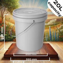 20L Wiaderko Plastikowe wiadro z pokrywą spożywcze 20 Litrów Białe