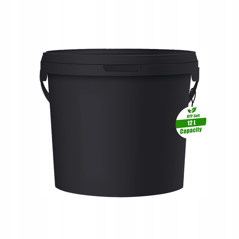 12L Wiaderko Plastikowe wiadro z pokrywą ATEST spożywcze 12 Litrów CZARNE