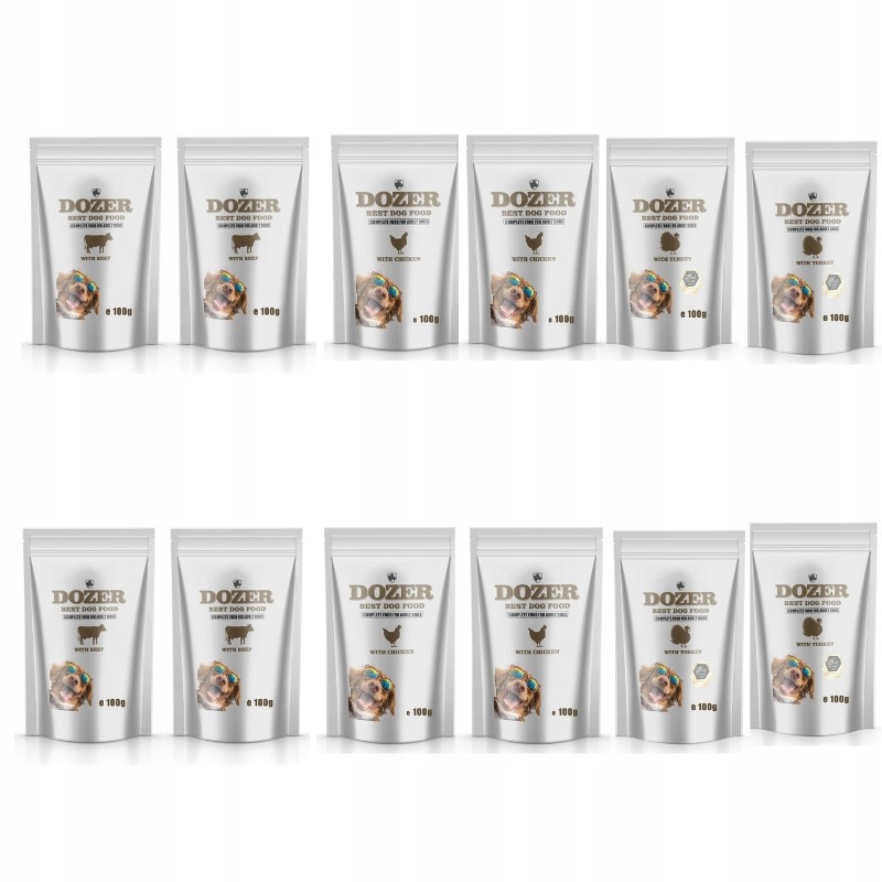 Dozer Mokra karma Mix Smaków Wół Kurczak Indyk Classic Premium 12x100 g