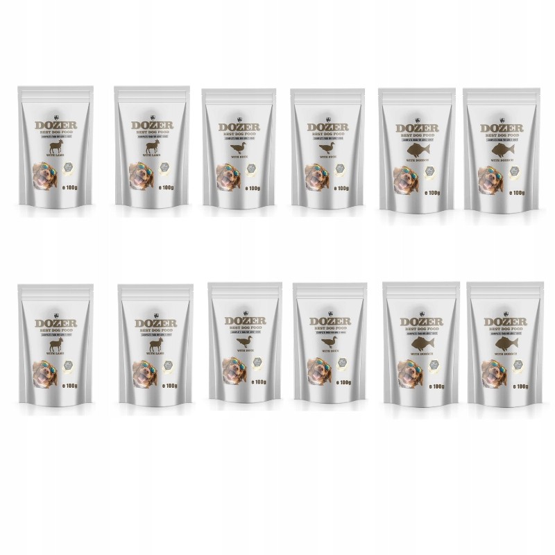 Dozer Mokra karma Mix Smaków Jagnię Kaczka Dorsz Classic Premium 12x100 g