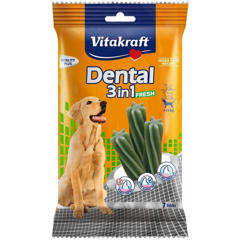 VITAKRAFT PIES DENTAL 3 w 1 przysmak dentystyczny 7 sztuk 180g