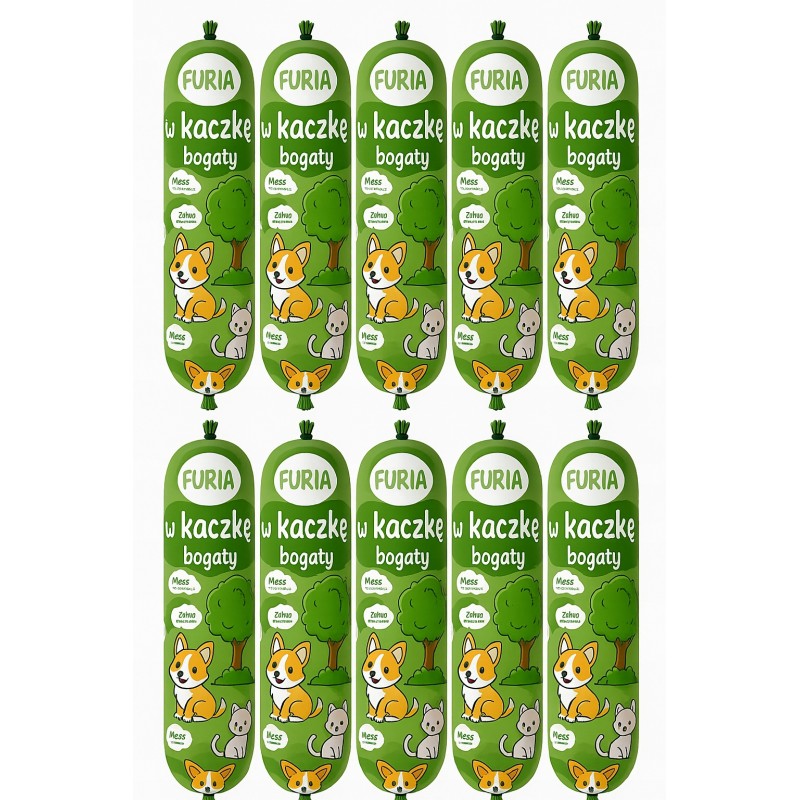 Karma Premium dla psa baton kaczka 1kg Furia 80% mięsa witaminy 10 x 1000g