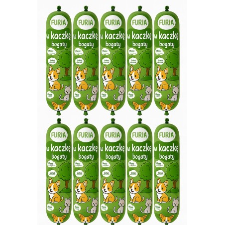 Karma Premium dla psa baton kaczka 1kg Furia 80% mięsa witaminy 10 x 1000g