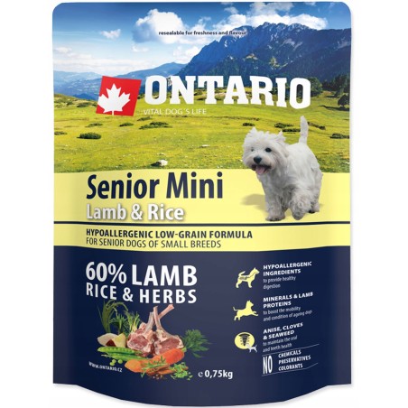ONTARIO SENIOR MINI sucha karma dla małych psów z jagnięciną 750g