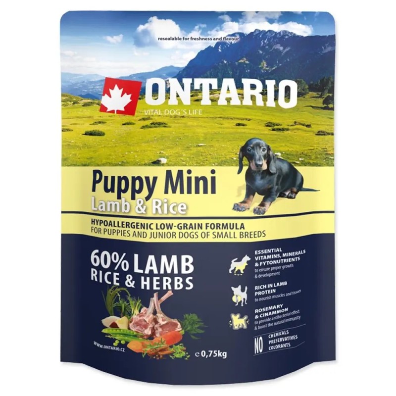 ONTARIO PUPPY MINI Sucha karma dla szczeniaków z jagnięciną 750g