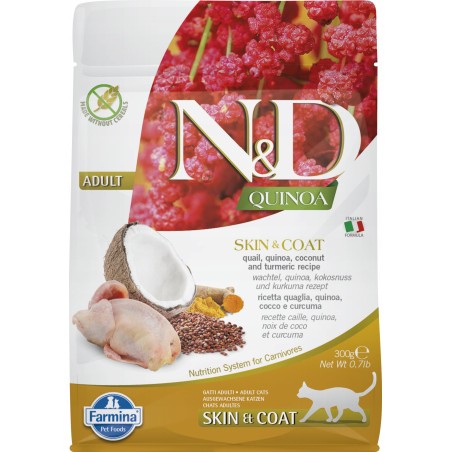 Farmina N&D Cat Quinoa Skin & Coat 300g Sucha Karma z Przepiórką Dla Kota