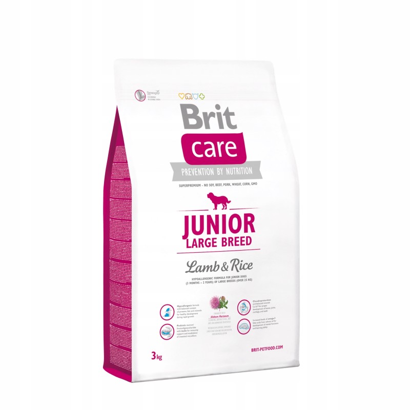 BRIT CARE JUNIOR LARGE LAMB RICE sucha karma dla szczeniąt jagnięcina 3kg